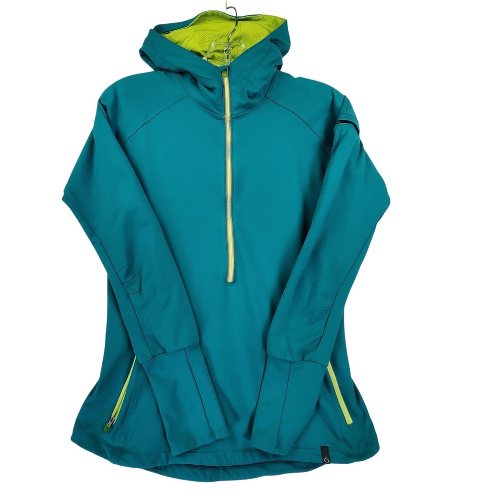 Moving Comfort M Teal Blue 1/2 Zip Hoodie Running Jacket Active Workout Gorpcore